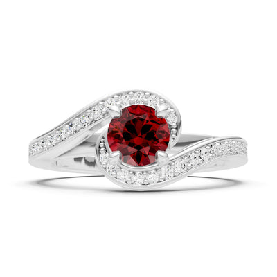 Garnet Swirl Round Gemstone Ring
