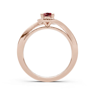 Garnet Swirl Round Gemstone Ring