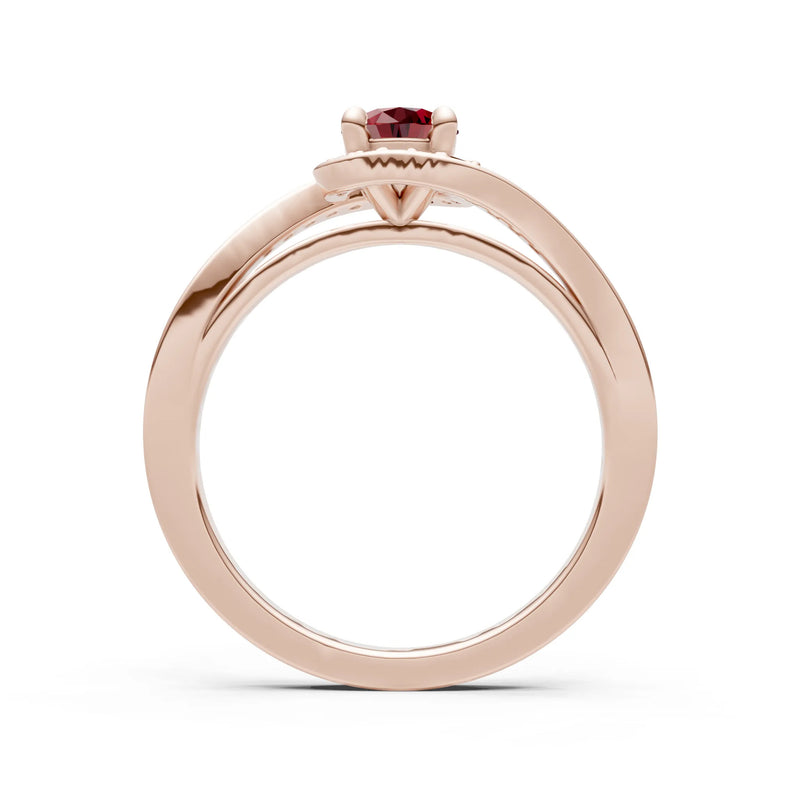 Garnet Swirl Round Gemstone Ring