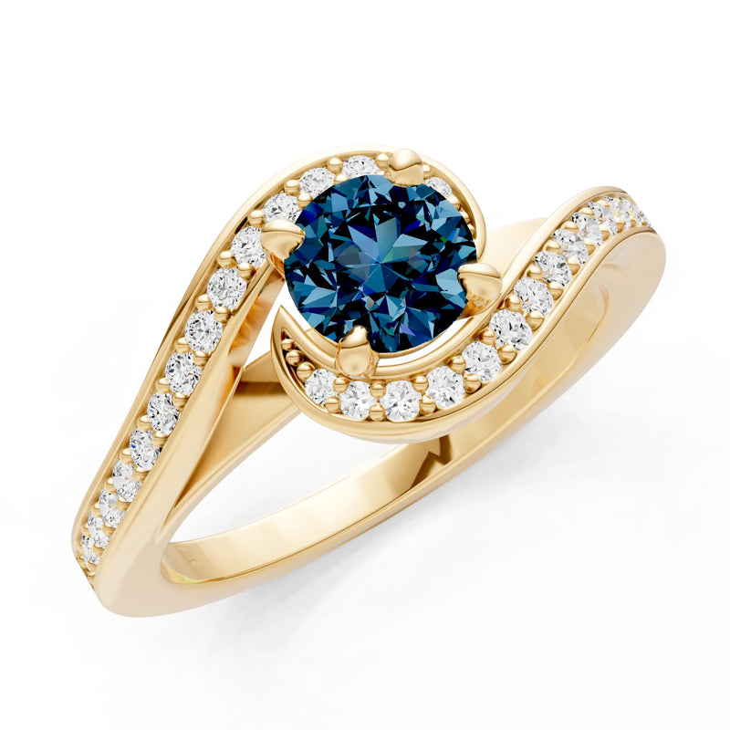 Alexandrite Swirl Round Gemstone Ring
