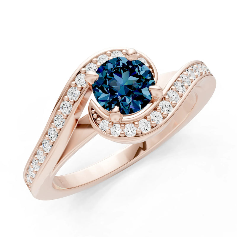 Alexandrite Swirl Round Gemstone Ring