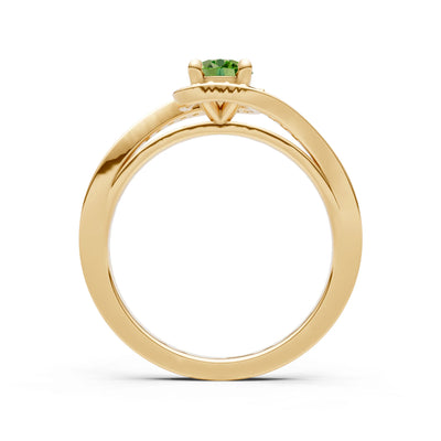 Peridot Swirl Round Gemstone Ring