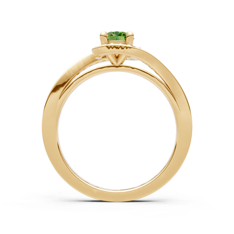 Peridot Swirl Round Gemstone Ring