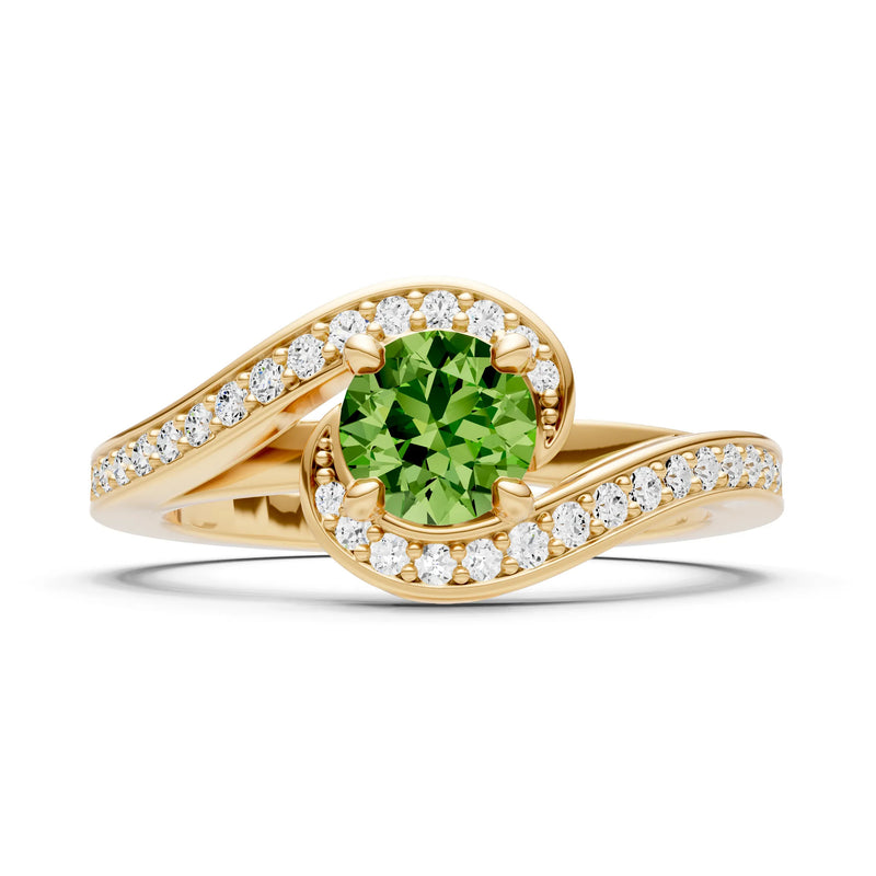 Peridot Swirl Round Gemstone Ring