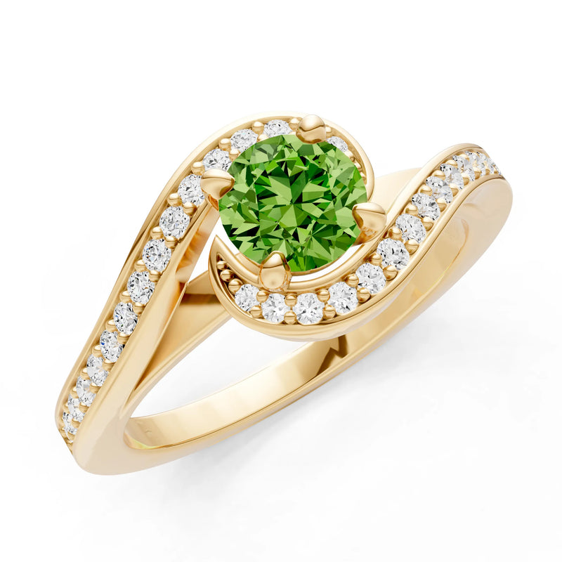 Peridot Swirl Round Gemstone Ring