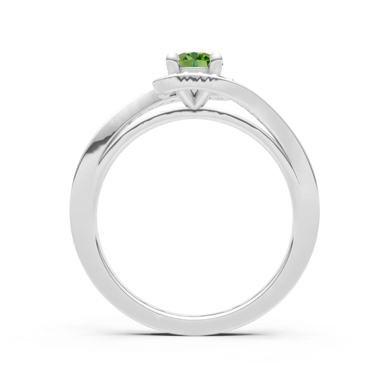 Peridot Swirl Round Gemstone Ring