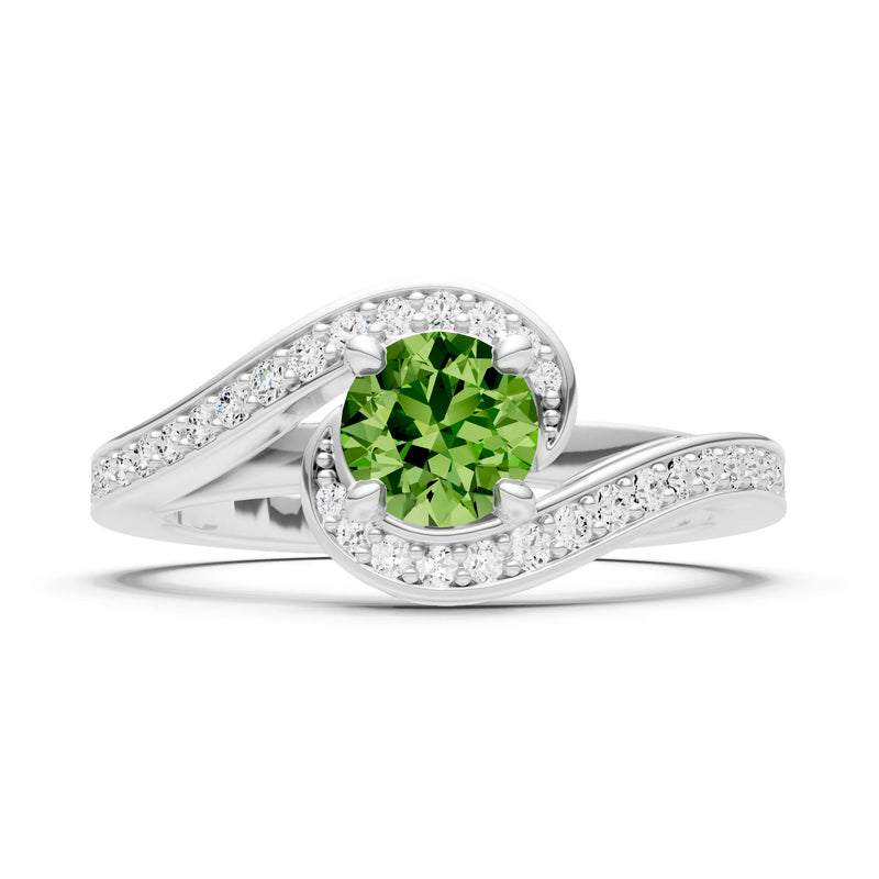 Peridot Swirl Round Gemstone Ring