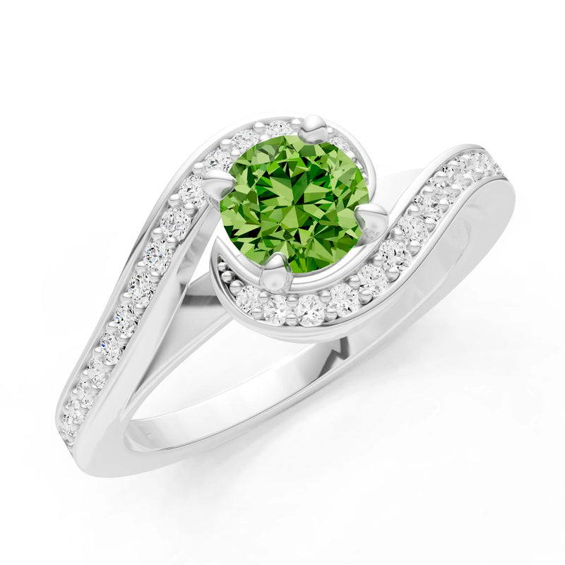 Peridot Swirl Round Gemstone Ring