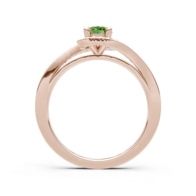 Peridot Swirl Round Gemstone Ring