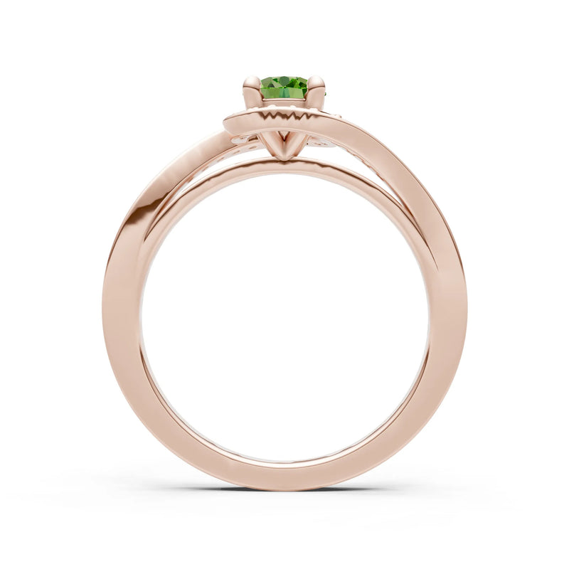 Peridot Swirl Round Gemstone Ring