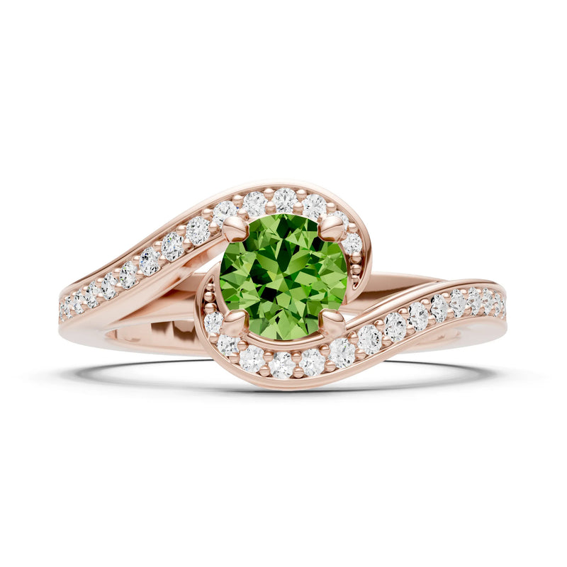 Peridot Swirl Round Gemstone Ring