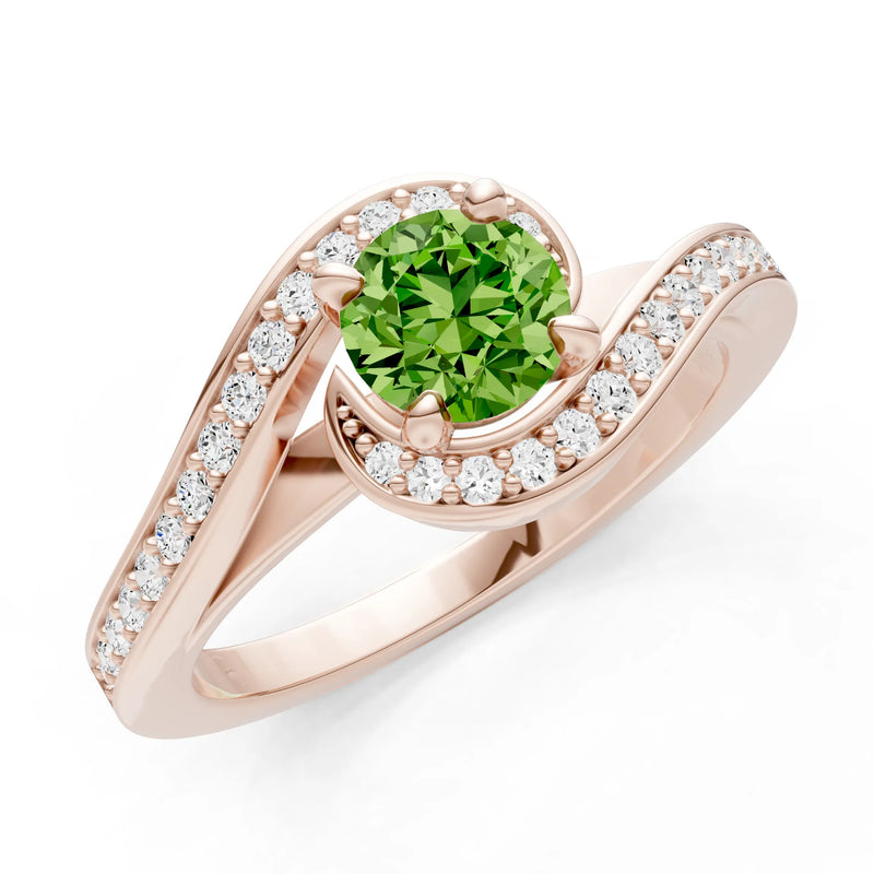 Peridot Swirl Round Gemstone Ring
