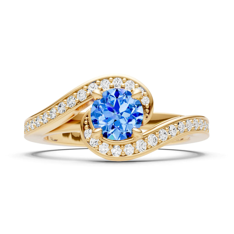 Swiss Blue Topaz Swirl Round Gemstone Ring
