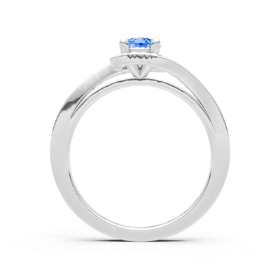 Swiss Blue Topaz Swirl Round Gemstone Ring