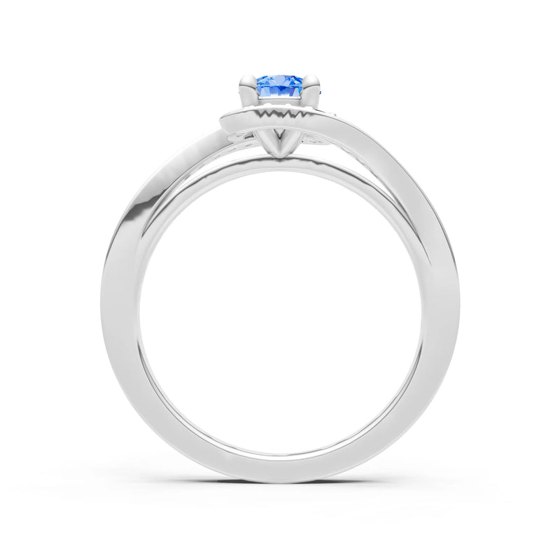Swiss Blue Topaz Swirl Round Gemstone Ring