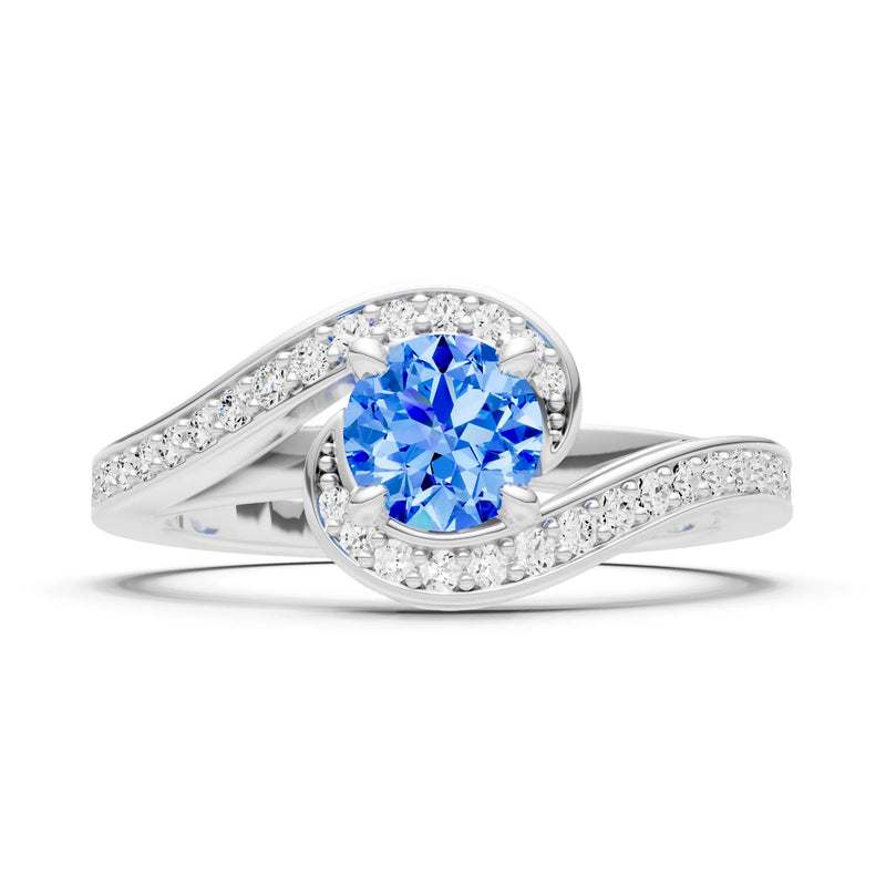 Swiss Blue Topaz Swirl Round Gemstone Ring