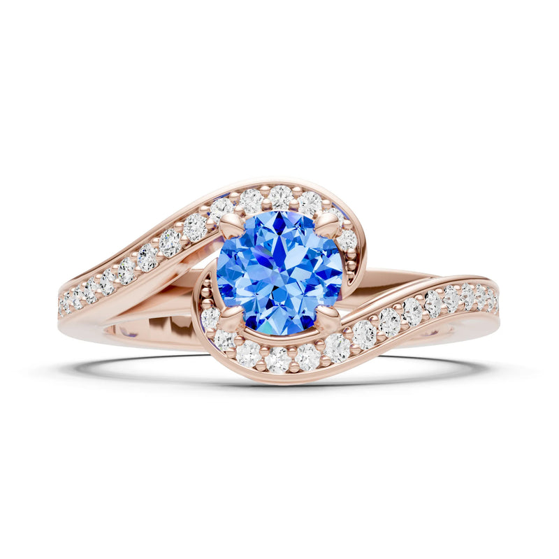 Swiss Blue Topaz Swirl Round Gemstone Ring