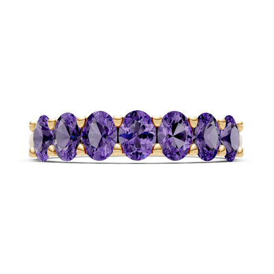 7 Stone Alternating Oval Gemstone Ring