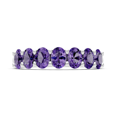 7 Stone Alternating Oval Gemstone Ring