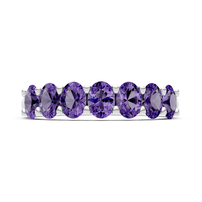 7 Stone Alternating Oval Gemstone Ring