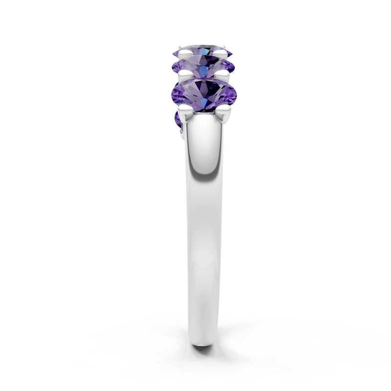 7 Stone Alternating Oval Gemstone Ring