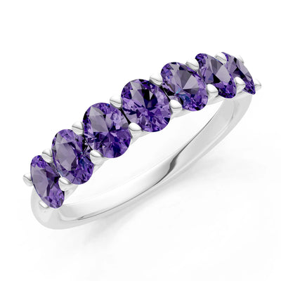 7 Stone Alternating Oval Gemstone Ring