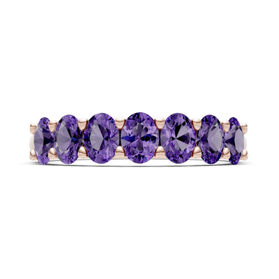 7 Stone Alternating Oval Gemstone Ring