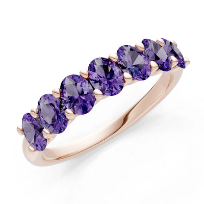 7 Stone Alternating Oval Gemstone Ring