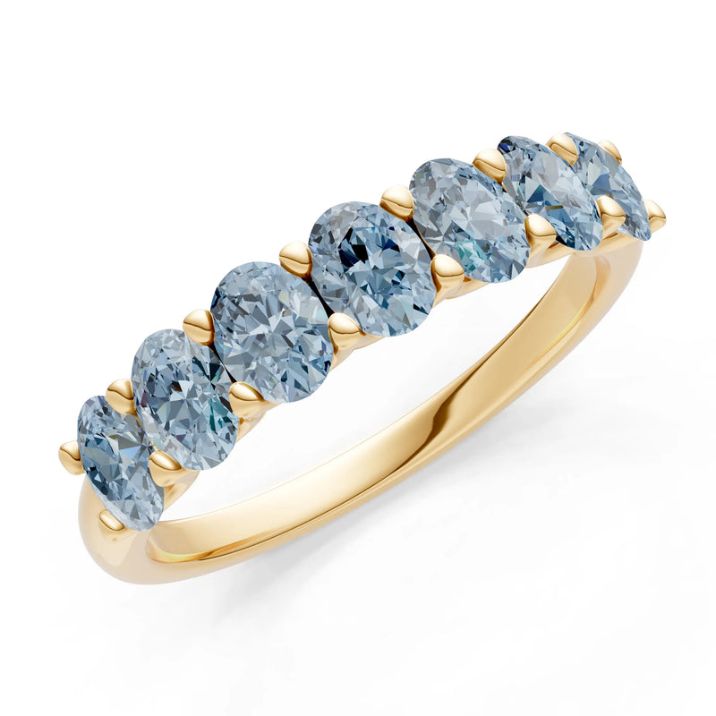 7 Stone Alternating Oval Gemstone Ring