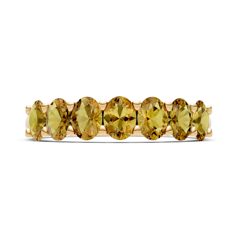Citrine 7 Stone Alternating Oval Gemstone Ring