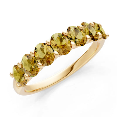 Citrine 7 Stone Alternating Oval Gemstone Ring