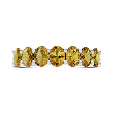 Citrine 7 Stone Alternating Oval Gemstone Ring