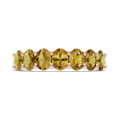 Citrine 7 Stone Alternating Oval Gemstone Ring