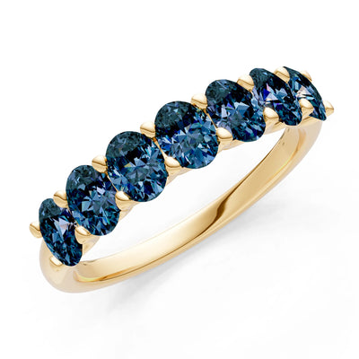 Alexandrite 7 Stone Alternating Oval Gemstone Ring