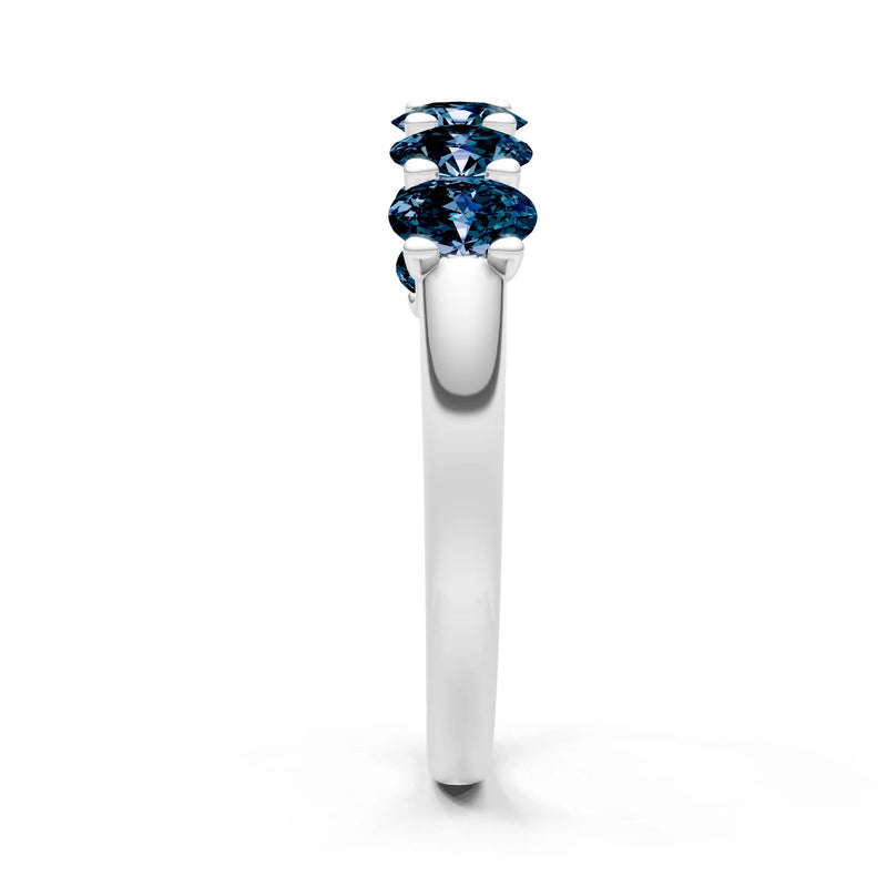 Alexandrite 7 Stone Alternating Oval Gemstone Ring