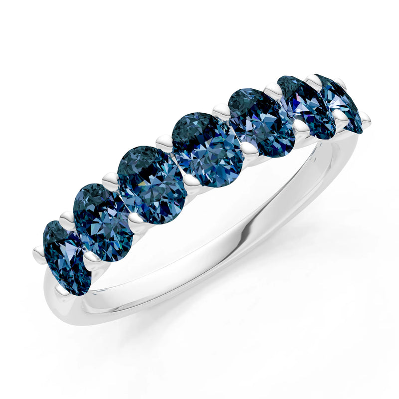 Alexandrite 7 Stone Alternating Oval Gemstone Ring