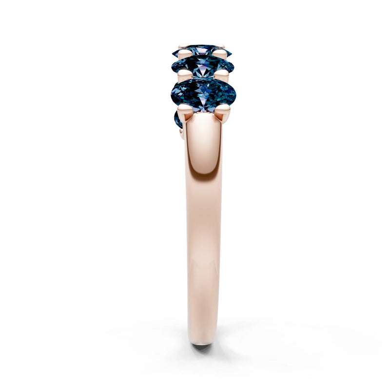 Alexandrite 7 Stone Alternating Oval Gemstone Ring