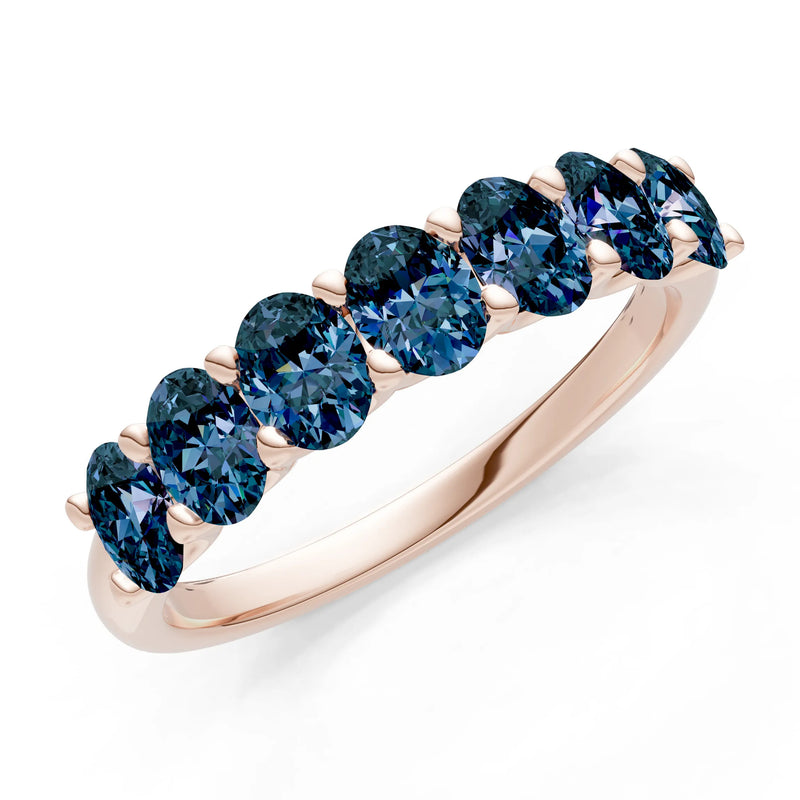 Alexandrite 7 Stone Alternating Oval Gemstone Ring