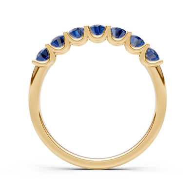 Blue Sapphire 7 Stone Alternating Oval Gemstone Ring