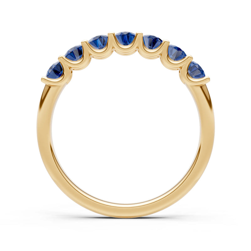 Blue Sapphire 7 Stone Alternating Oval Gemstone Ring