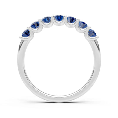 Blue Sapphire 7 Stone Alternating Oval Gemstone Ring