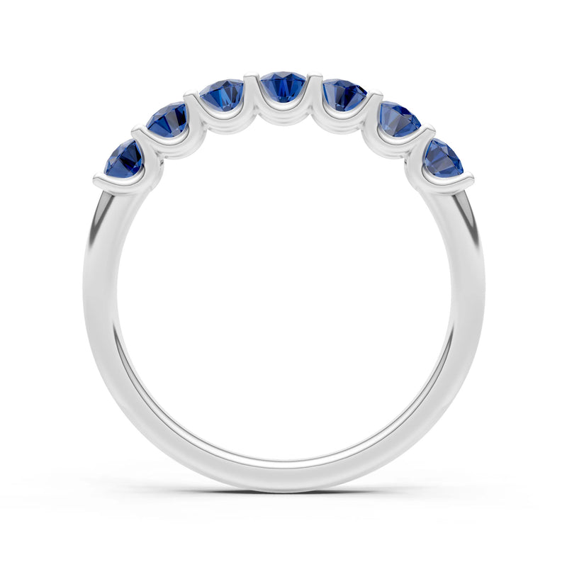 Blue Sapphire 7 Stone Alternating Oval Gemstone Ring