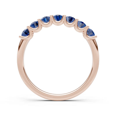 Blue Sapphire 7 Stone Alternating Oval Gemstone Ring