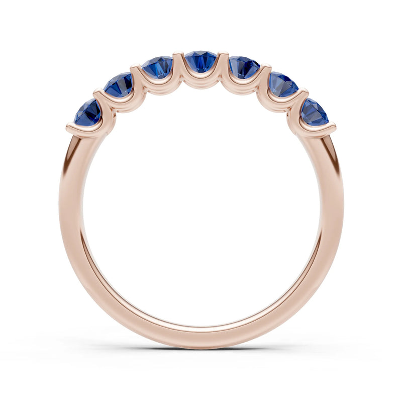Blue Sapphire 7 Stone Alternating Oval Gemstone Ring