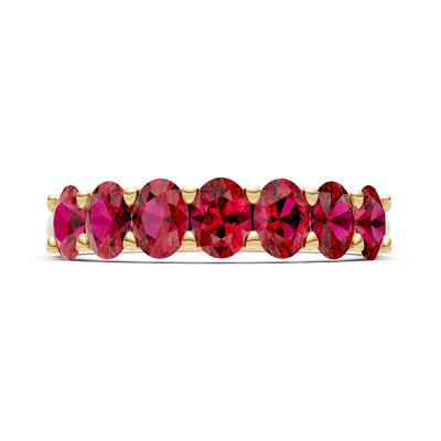 Ruby 7 Stone Alternating Oval Gemstone Ring