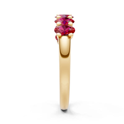 Ruby 7 Stone Alternating Oval Gemstone Ring