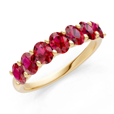 Ruby 7 Stone Alternating Oval Gemstone Ring