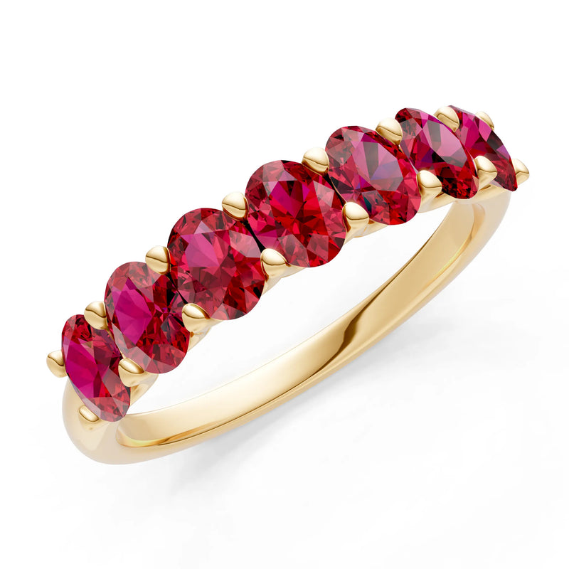 Ruby 7 Stone Alternating Oval Gemstone Ring