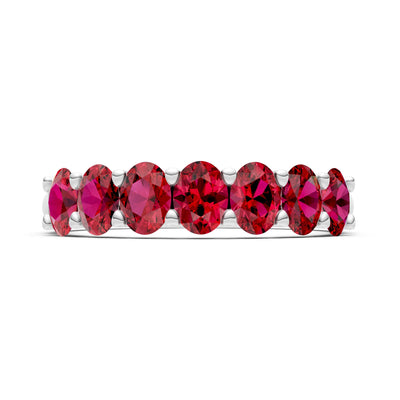 Ruby 7 Stone Alternating Oval Gemstone Ring