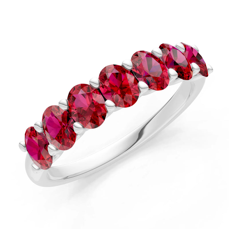 Ruby 7 Stone Alternating Oval Gemstone Ring